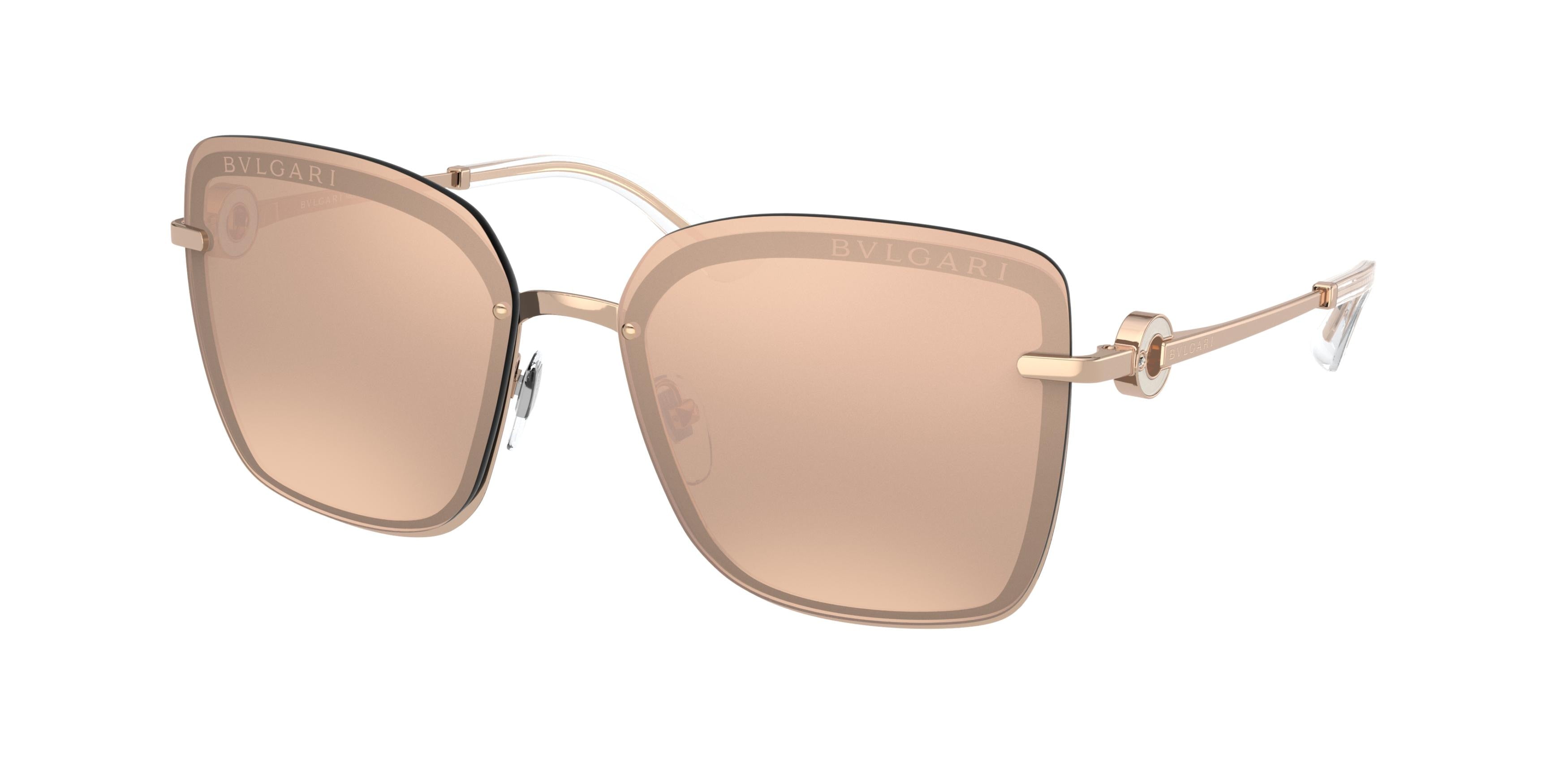 Bvlgari BV6151B Square Sunglasses  20144Z-Pink Gold 59-140-15 - Color Map Pink