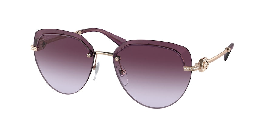 Bvlgari BV6154B Pilot Sunglasses  20148H-PINK GOLD/PURPLE 59-15-140 - Color Map gold