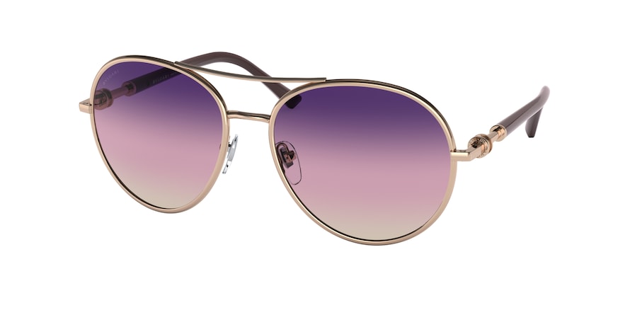 Bvlgari BV6156 Pilot Sunglasses  2014U6-PINK GOLD 57-17-140 - Color Map gold