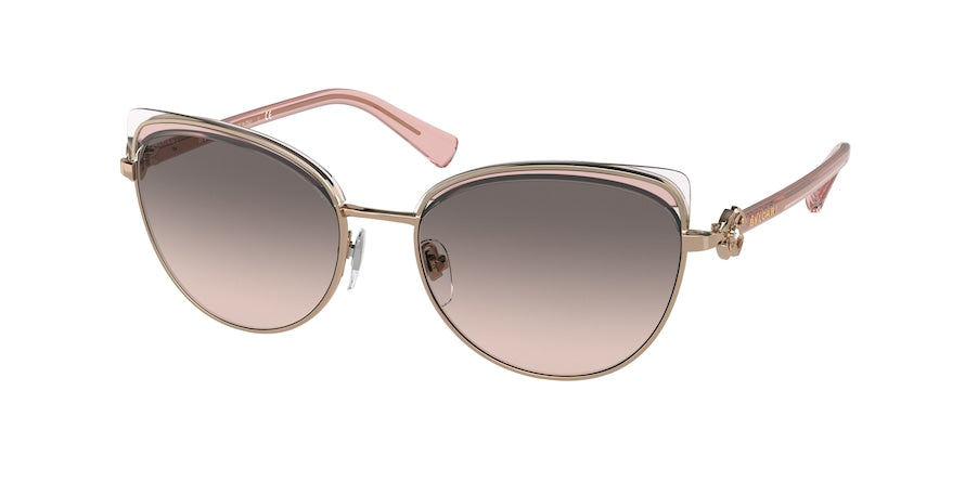 Bvlgari BV6158B Cat Eye Sunglasses  20143B-PINK GOLD/TRANSPARENT PINK 56-17-140 - Color Map pink