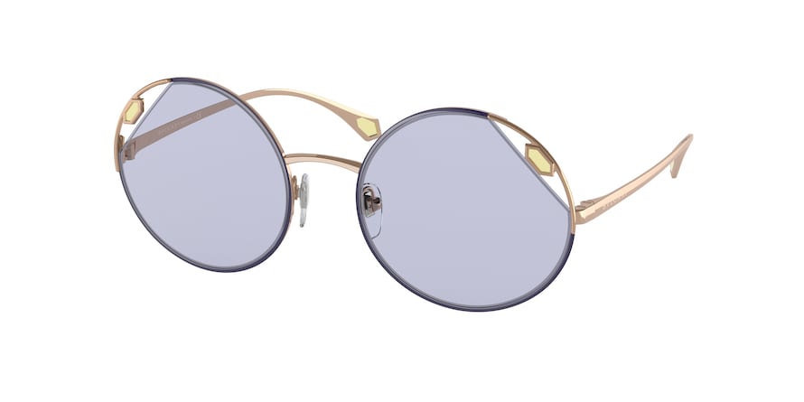 Bvlgari BV6159 Round Sunglasses  20141A-PINK GOLD/LILLAC 54-20-140 - Color Map light blue