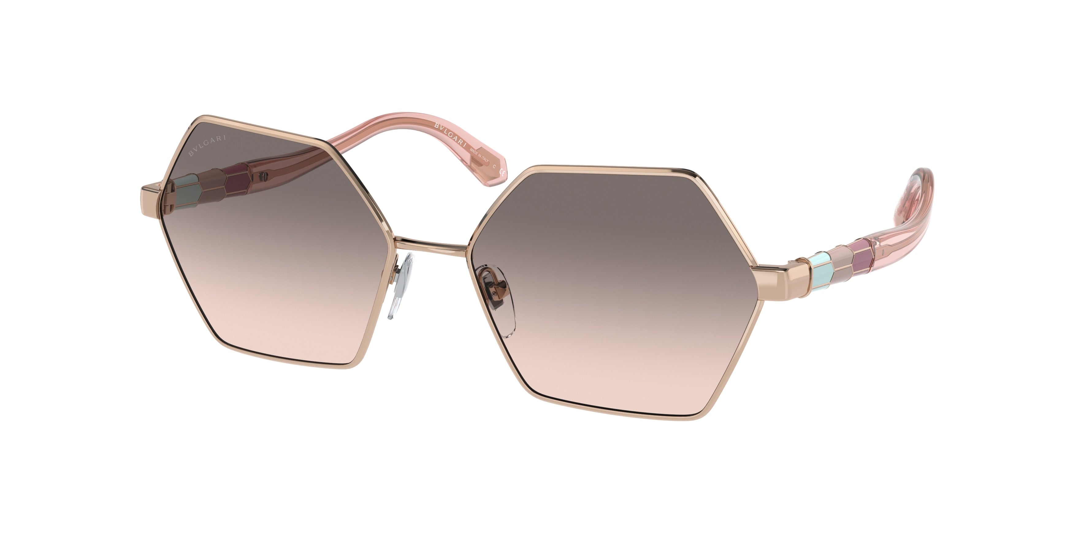 Bvlgari BV6163 Irregular Sunglasses  20143B-Pink Gold 56-140-16 - Color Map Pink