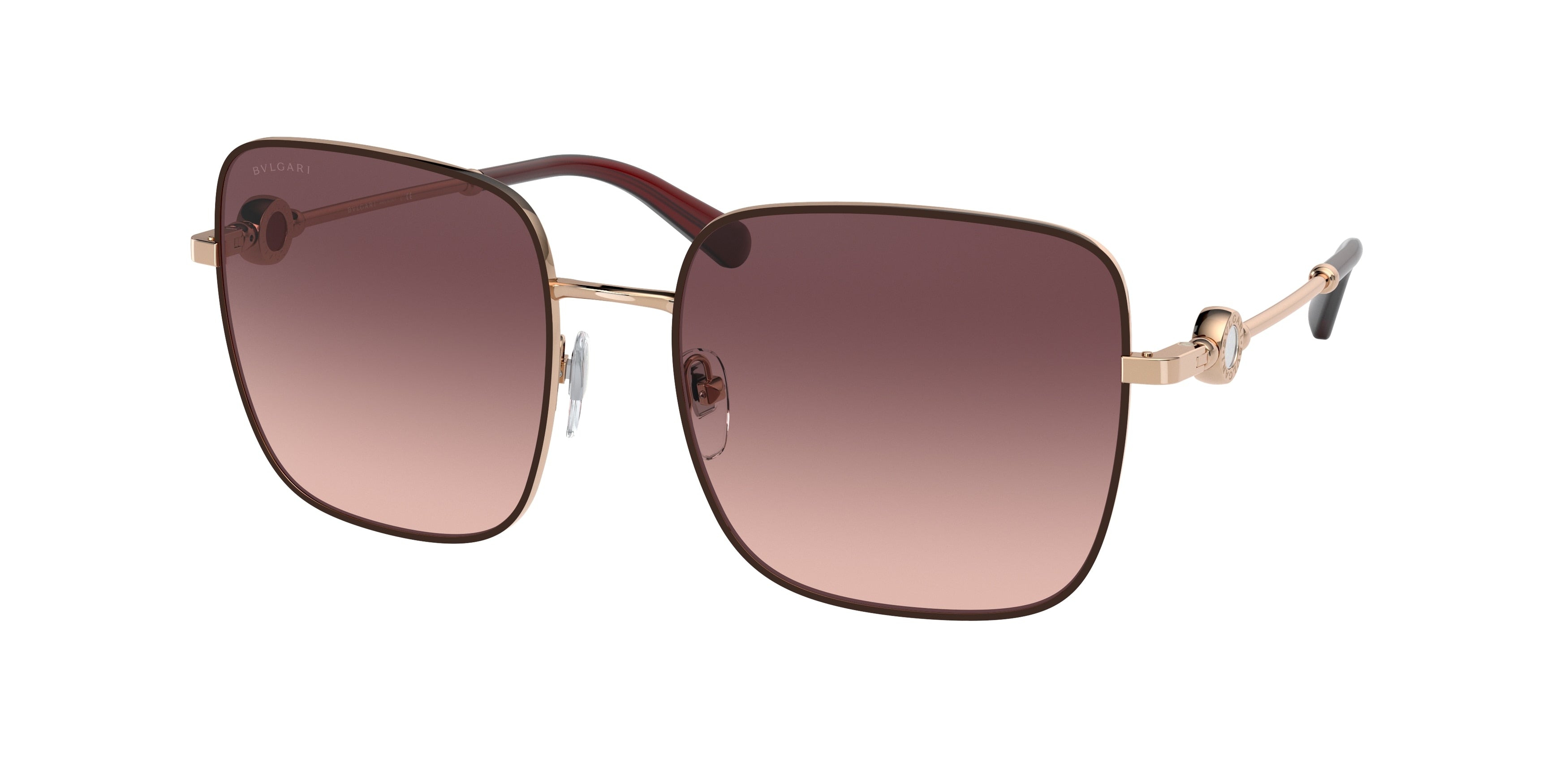 Bvlgari BV6165 Square Sunglasses  20648D-Pink Gold/Oxblood 57-140-18 - Color Map Pink