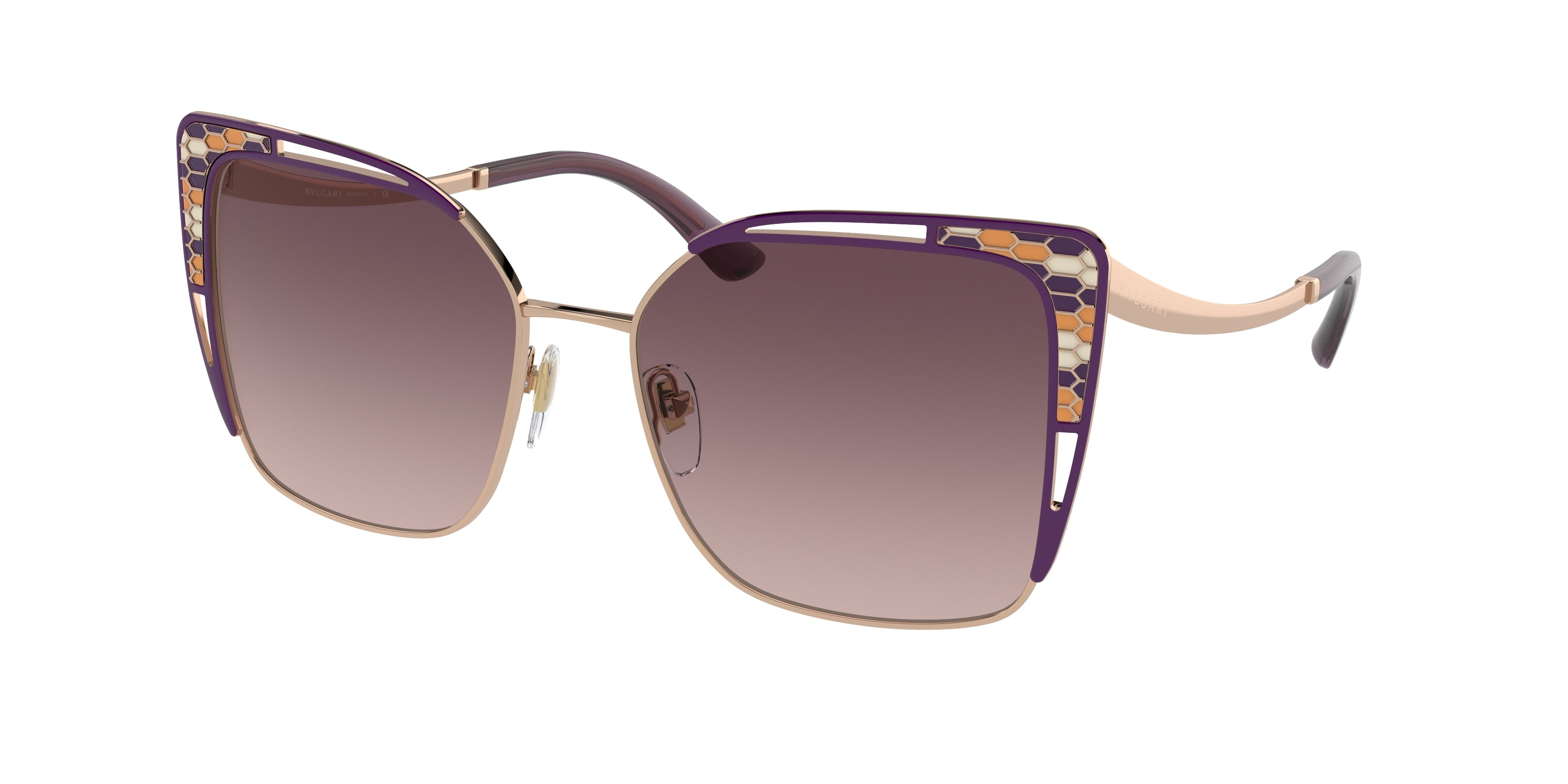Bvlgari BV6179 Butterfly Sunglasses  201467-Pink Gold/Purple 54-140-17 - Color Map Pink