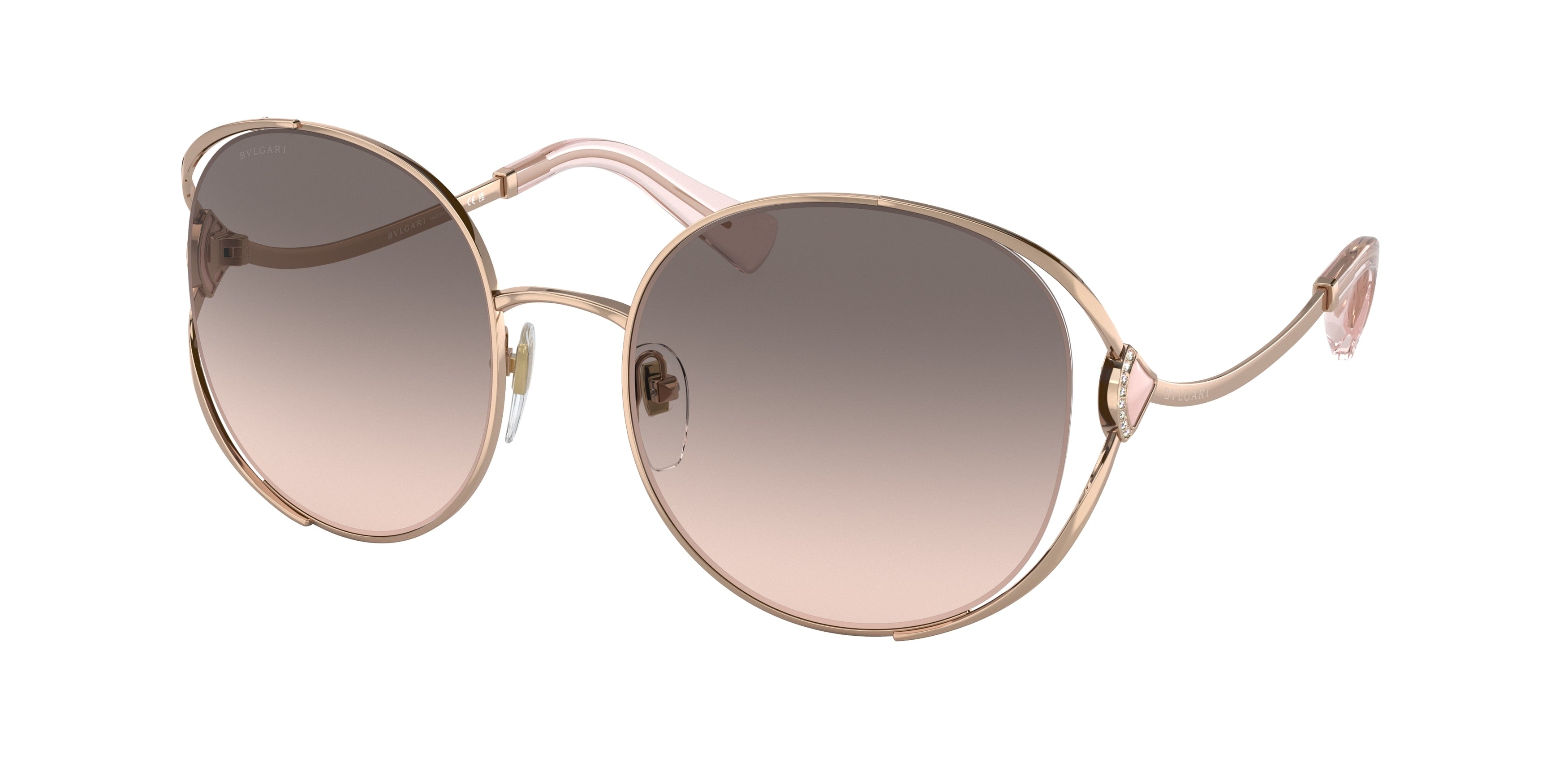 Bvlgari BV6181B Round Sunglasses  20143B-Pink Gold 57-140-20 - Color Map Pink