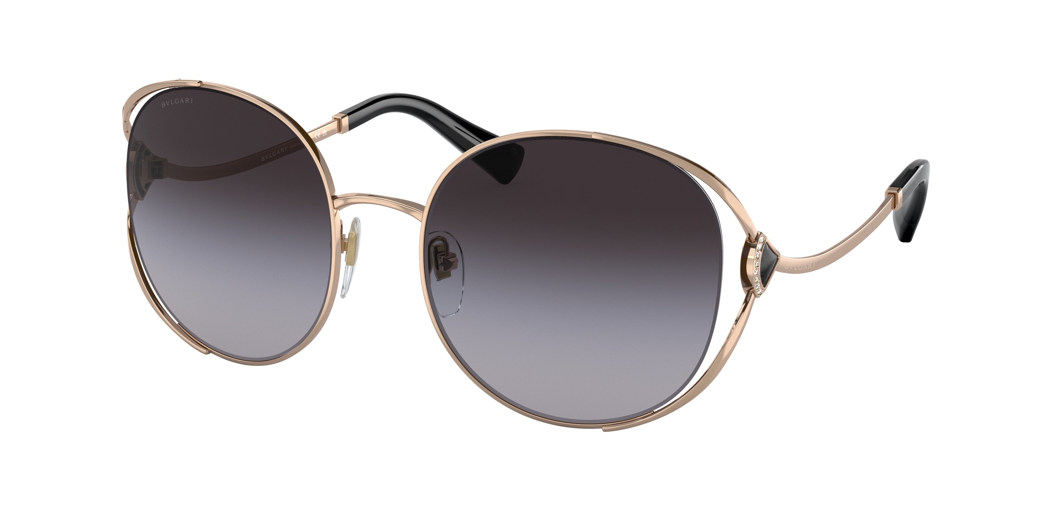 Bvlgari BV6181B Round Sunglasses  20148G-Pink Gold 57-140-20 - Color Map Pink