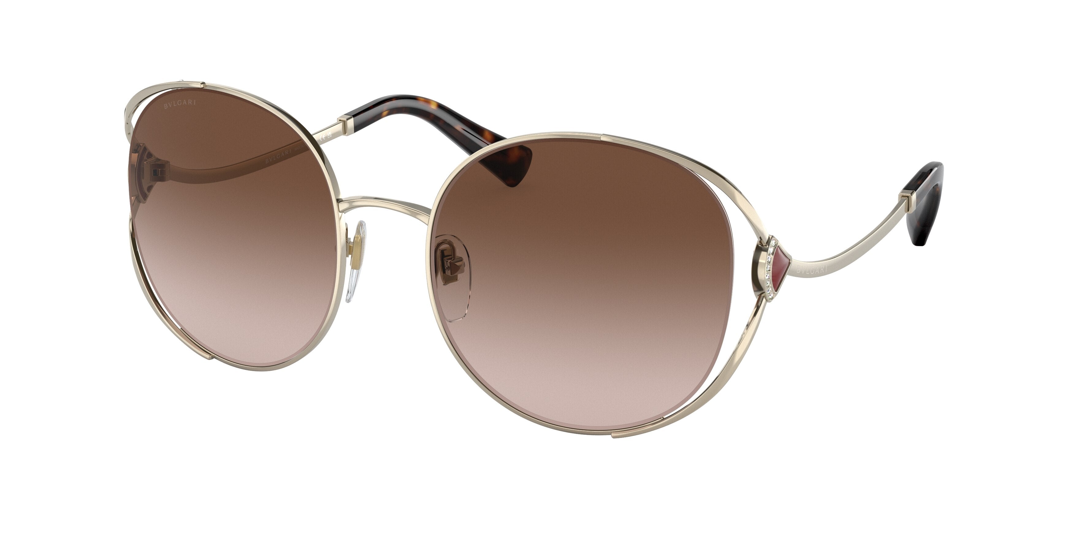 Bvlgari BV6181B Round Sunglasses  278/13-Pale Gold 57-140-20 - Color Map Gold
