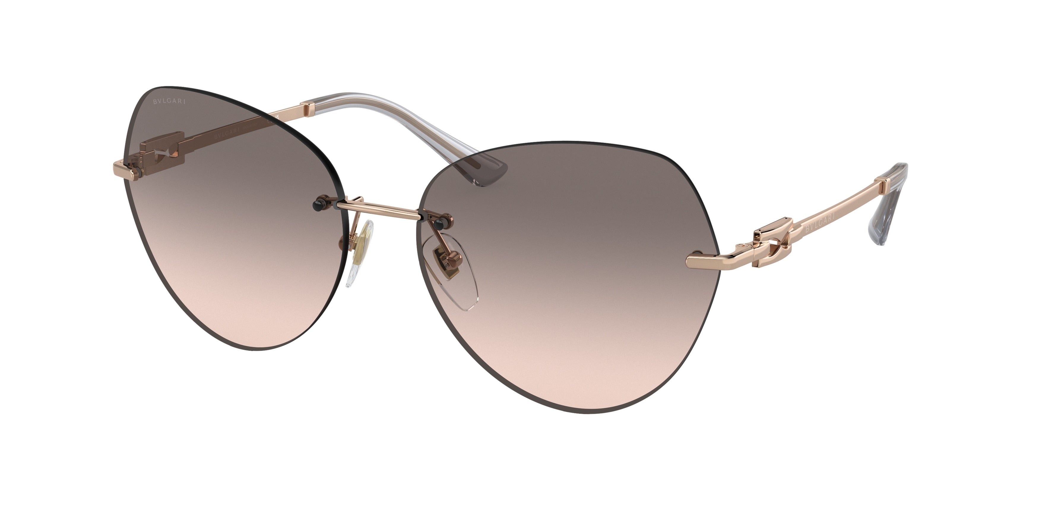 Bvlgari BV6183 Pilot Sunglasses  20143B-Pink Gold 60-140-16 - Color Map Pink