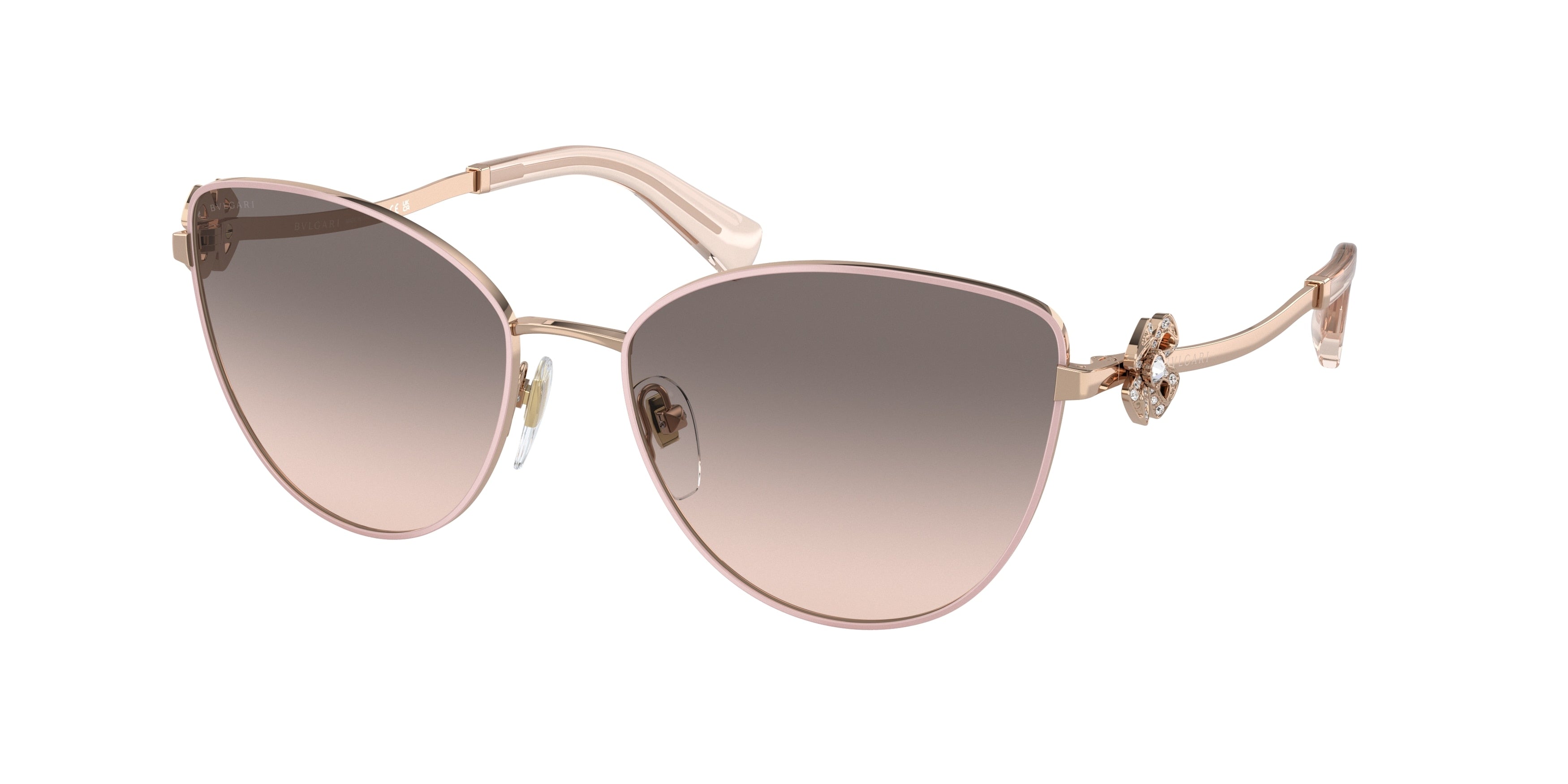 Bvlgari BV6185B Cat Eye Sunglasses  20143B-Pink Gold/Pink 57-140-17 - Color Map Pink
