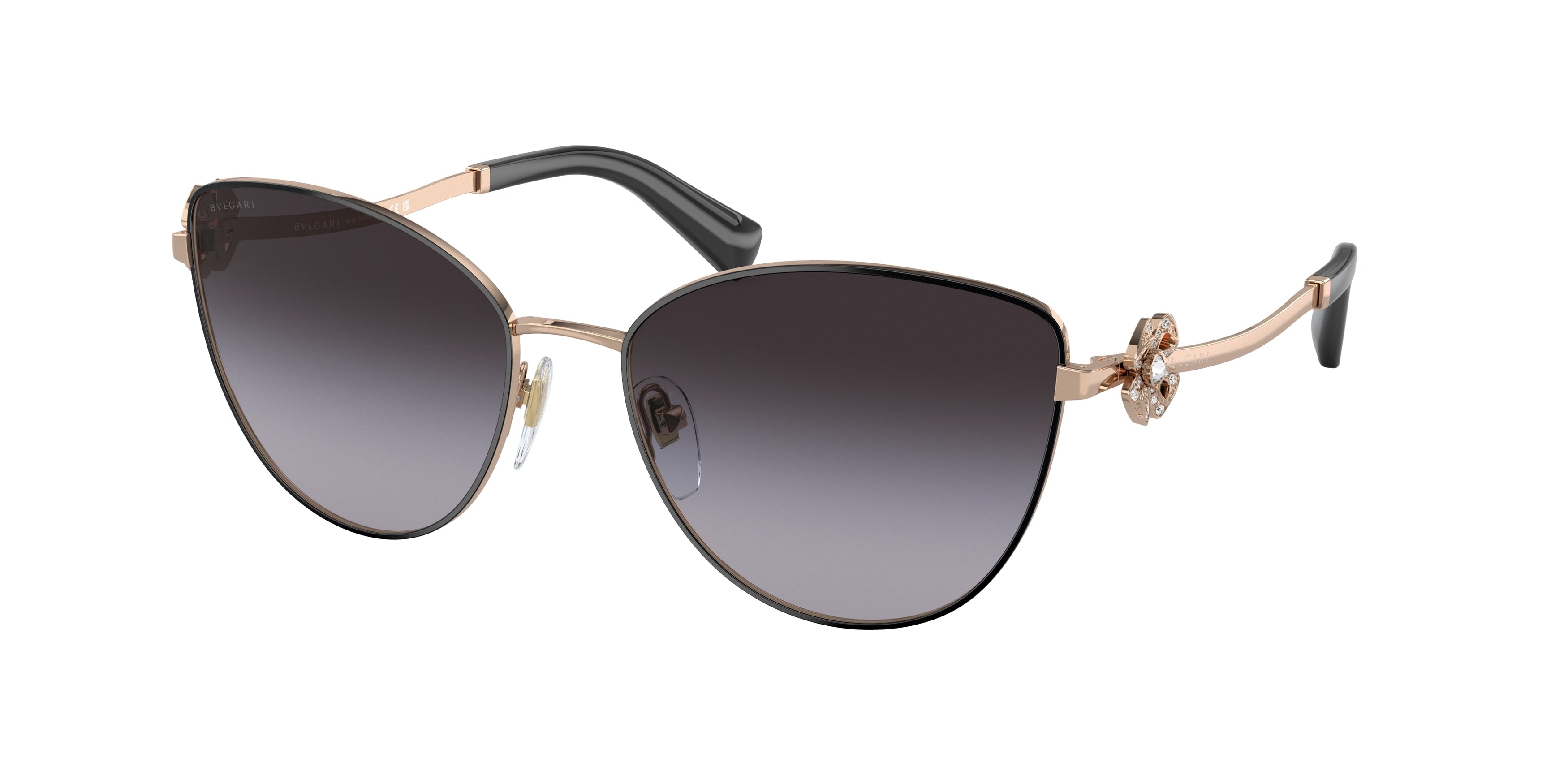 Bvlgari BV6185B Cat Eye Sunglasses  20148G-Pink Gold/Black 57-140-17 - Color Map Pink