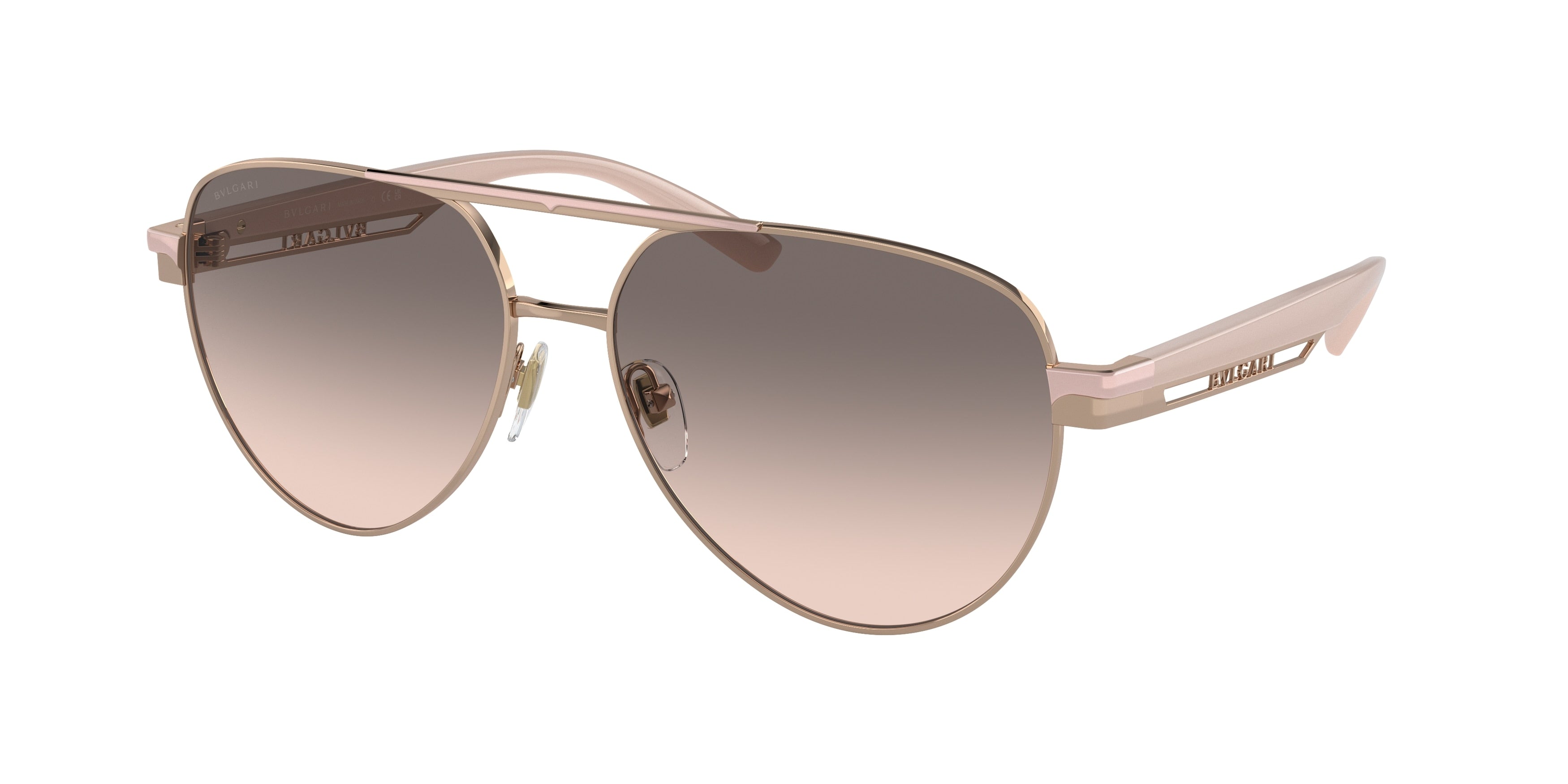 Bvlgari BV6189 Pilot Sunglasses  20143B-Pink Gold 58-145-15 - Color Map Pink