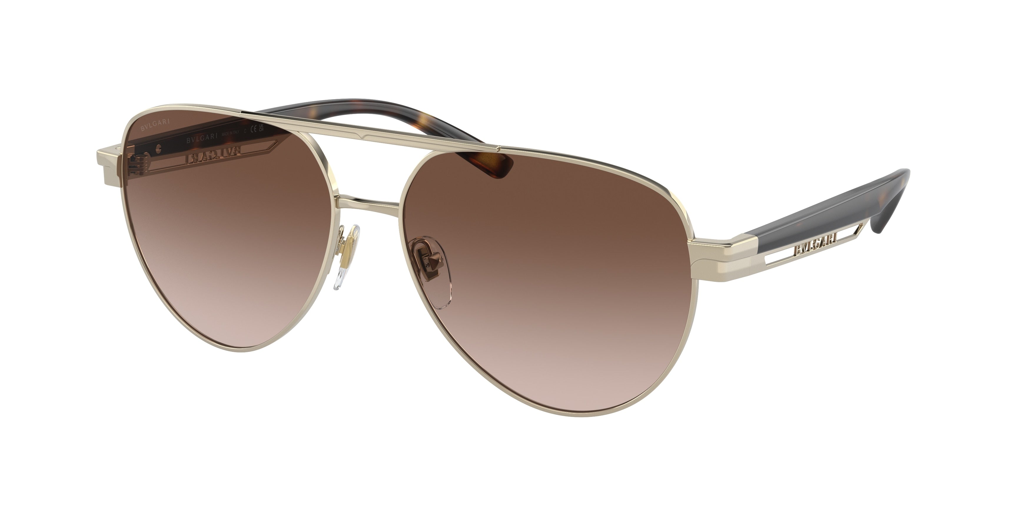 Bvlgari BV6189 Pilot Sunglasses  278/13-Pale Gold 58-145-15 - Color Map Gold