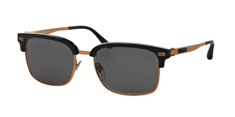 Bvlgari BV7026 Square Sunglasses  501/81-BLACK/MATTE PINK GOLD 54-18-140 - Color Map black