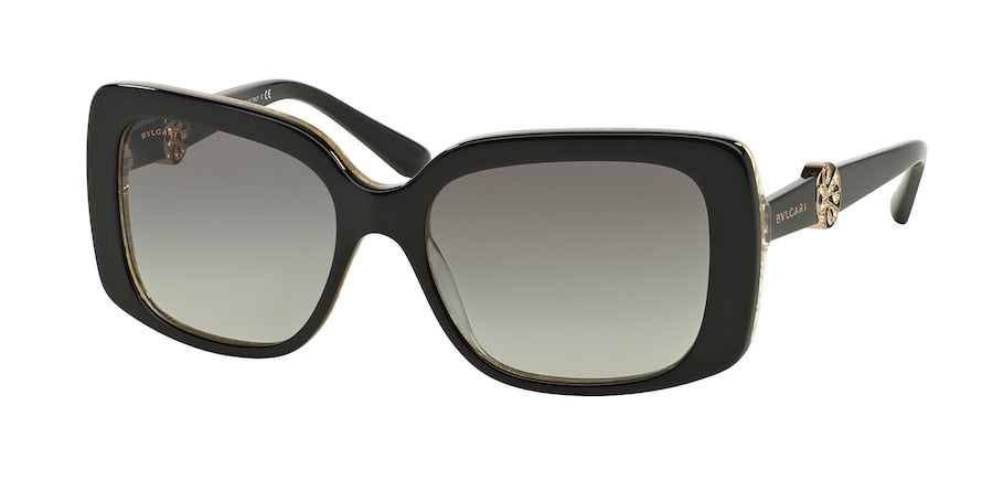 Bvlgari BV8146B Square Sunglasses  532511-TOP BLACK ON GLITTER GOLD 55-17-140 - Color Map black