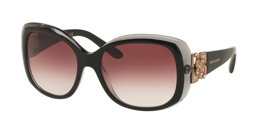 Bvlgari BV8172B Square Sunglasses  53818H-TOP BLACK ON GREY CRYSTAL 58-18-140 - Color Map black