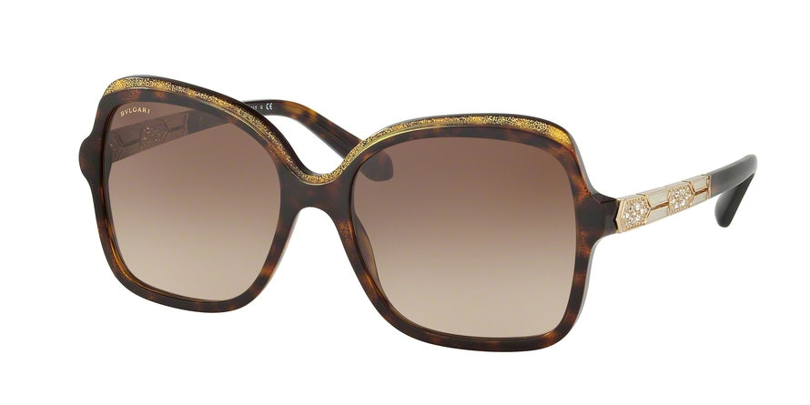 Bvlgari BV8181BF Square Sunglasses  535313-HAVANA/GLITTER GOLD/HAVANA 56-17-140 - Color Map havana