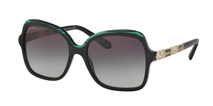 Bvlgari BV8181B Square Sunglasses  54178G-BLACK/MALACHITE GREEN/BLACK 56-17-140 - Color Map black