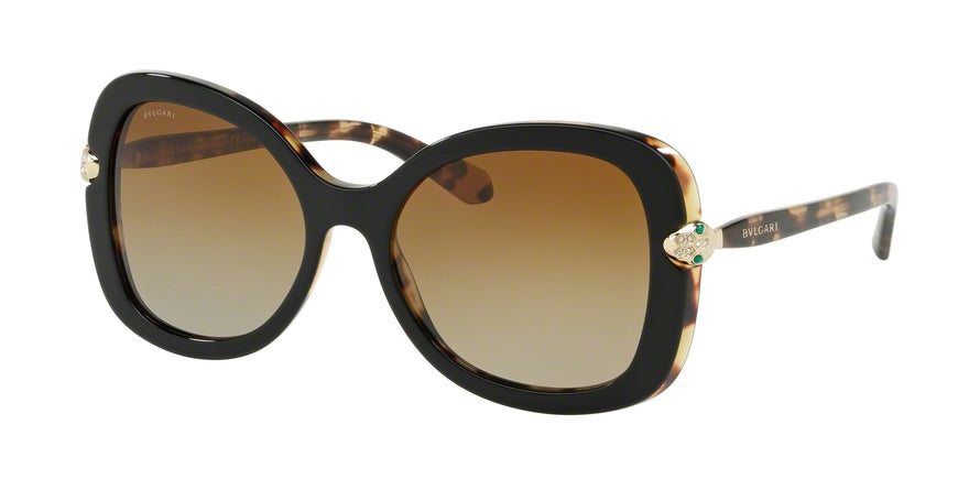Bvlgari BV8202BF Butterfly Sunglasses  5443T5-TOP BLACK ON BLONDE HAVANA 54-18-145 - Color Map black