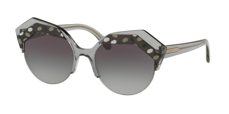 Bvlgari BV8203 Irregular Sunglasses  54448G-GREY/BLACK/TR GREY 53-19-140 - Color Map grey