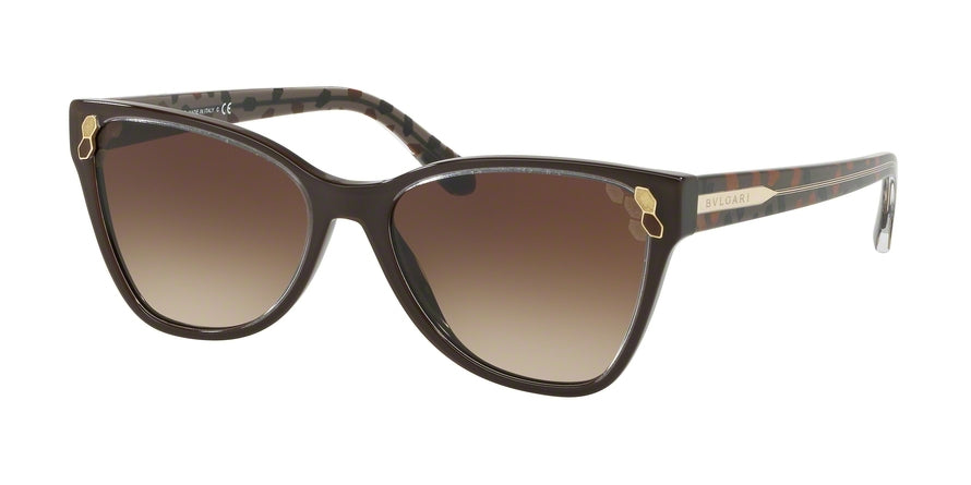 Bvlgari BV8208 Cat Eye Sunglasses  545413-TOP TRANSPARENT ON BROWN 56-17-140 - Color Map brown