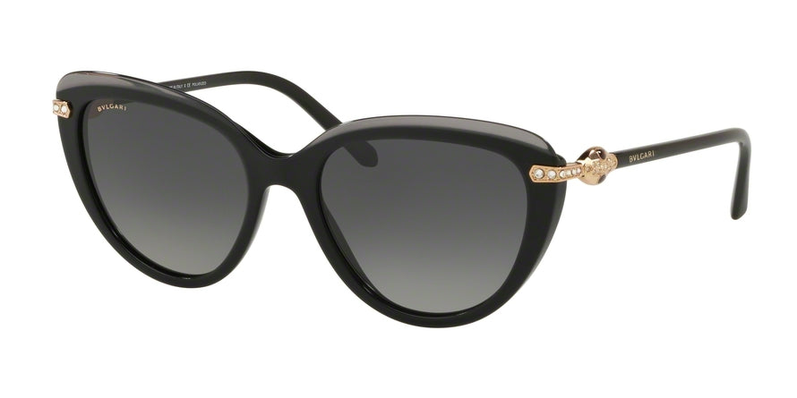 Bvlgari BV8211BF Cat Eye Sunglasses  5464T3-TOP TRANSPARENT GREY ON BLACK 55-18-140 - Color Map grey