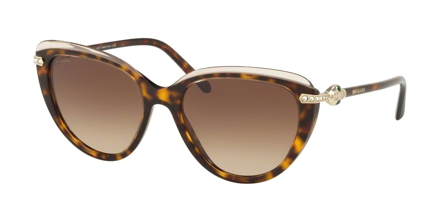 Bvlgari BV8211B Cat Eye Sunglasses  546513-TOP TRANSP PINK ON DARK HAVANA 55-18-140 - Color Map clear