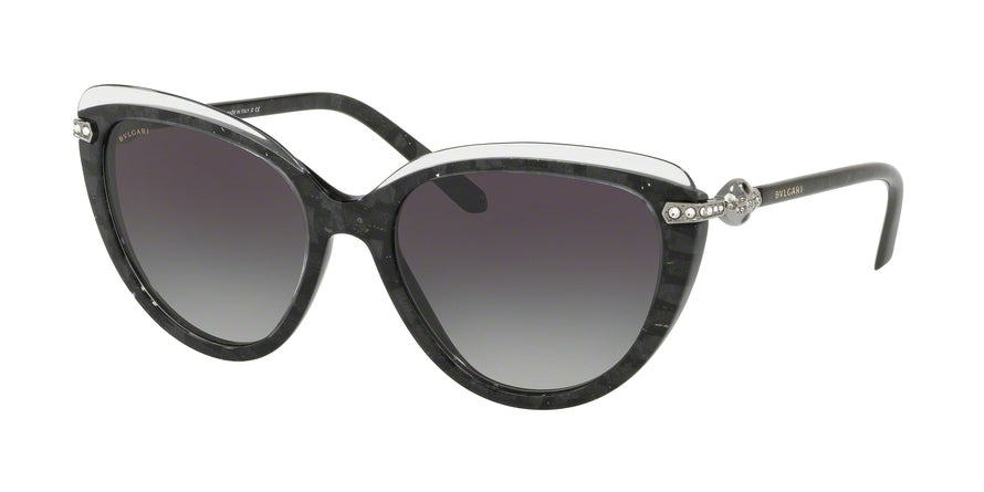Bvlgari BV8211B Cat Eye Sunglasses  54668G-TOP CRYSTAL ON BLACK MAMBA 55-18-140 - Color Map clear