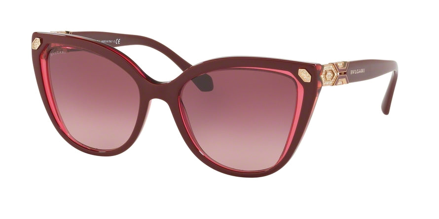 Bvlgari BV8212BF Cat Eye Sunglasses  54698H-TOP BORDEAUX ON TR RED 55-18-140 - Color Map bordeaux