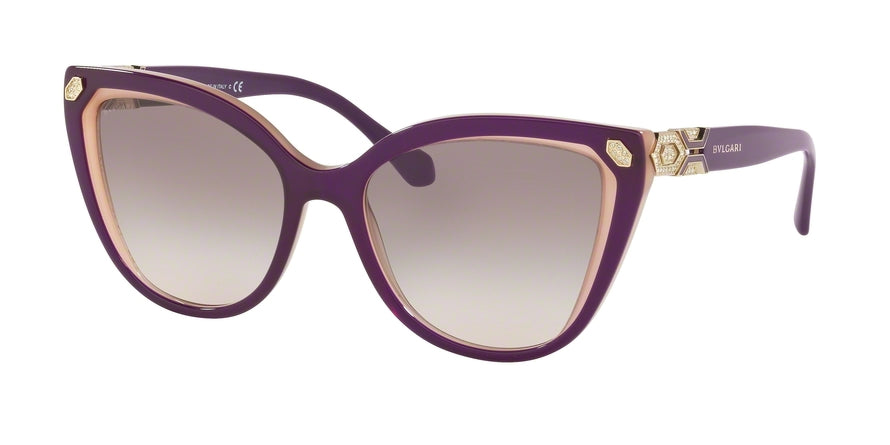 Bvlgari BV8212B Cat Eye Sunglasses  54733B-TOP VIOLET ON OPAL BEIGE 55-18-140 - Color Map violet