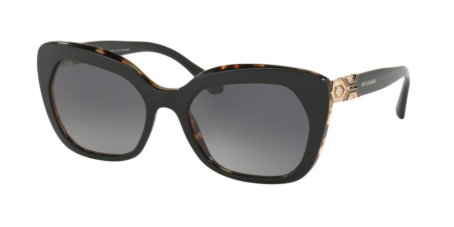 Bvlgari BV8213BF Rectangle Sunglasses  5443T3-TOP BLACK ON BLONDE HAVANA 55-19-140 - Color Map black