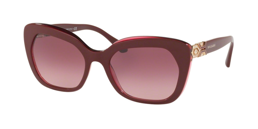 Bvlgari BV8213BF Rectangle Sunglasses  54698H-BORDEAUX ON TRANSPARENT RED 55-19-140 - Color Map bordeaux