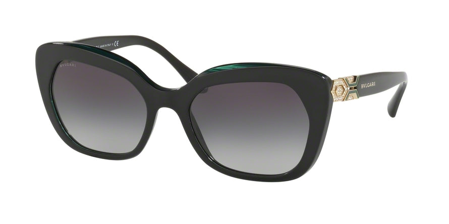 Bvlgari BV8213B Rectangle Sunglasses  54178G-BLACK/MALACHITE GREEN/BLACK 55-19-140 - Color Map black