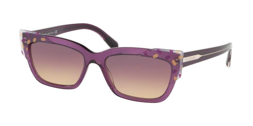 Bvlgari BV8219 Rectangle Sunglasses  545970-GOLD/LILAC TRANSPARENT VIOLET 56-17-140 - Color Map violet