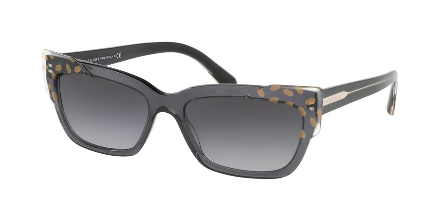 Bvlgari BV8219 Rectangle Sunglasses  54678G-GOLD ON GREY TRANSPARENT 56-17-140 - Color Map grey