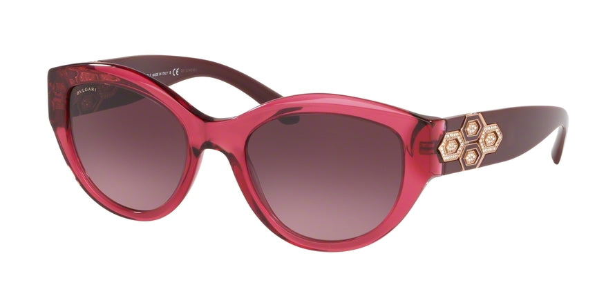 Bvlgari BV8221B Irregular Sunglasses  54788H-TRANSPARENT VIOLET 53-20-140 - Color Map red