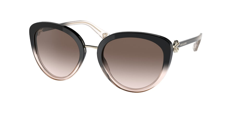 Bvlgari BV8226BF Oval Sunglasses  54503B-BLACK GRADIENT BEIGE 54-20-140 - Color Map black