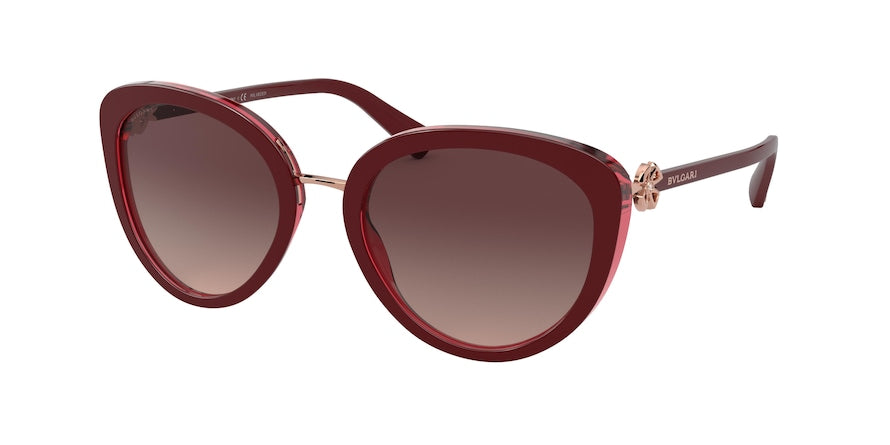 Bvlgari BV8226BF Oval Sunglasses  5469E2-BORDEAUX ON TRANSPARENT RED 54-20-140 - Color Map bordeaux