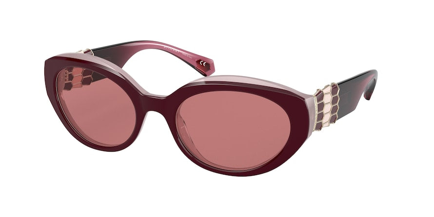 Bvlgari BV8227BF Oval Sunglasses  548775-TOP CHERRY/OPAL PINK 55-20-140 - Color Map bordeaux