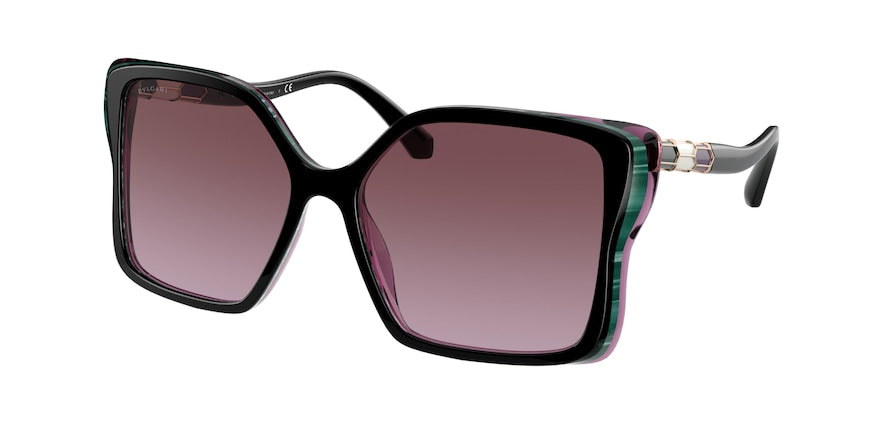 Bvlgari BV8229B Butterfly Sunglasses  54858H-BLACK/GREEN/TRANSPARENT VIOLET 57-16-145 - Color Map black