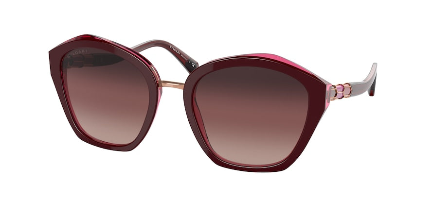 Bvlgari BV8234 Irregular Sunglasses  5469E2-CHERRY ON TRANSPARENT RED 55-21-145 - Color Map purple/reddish