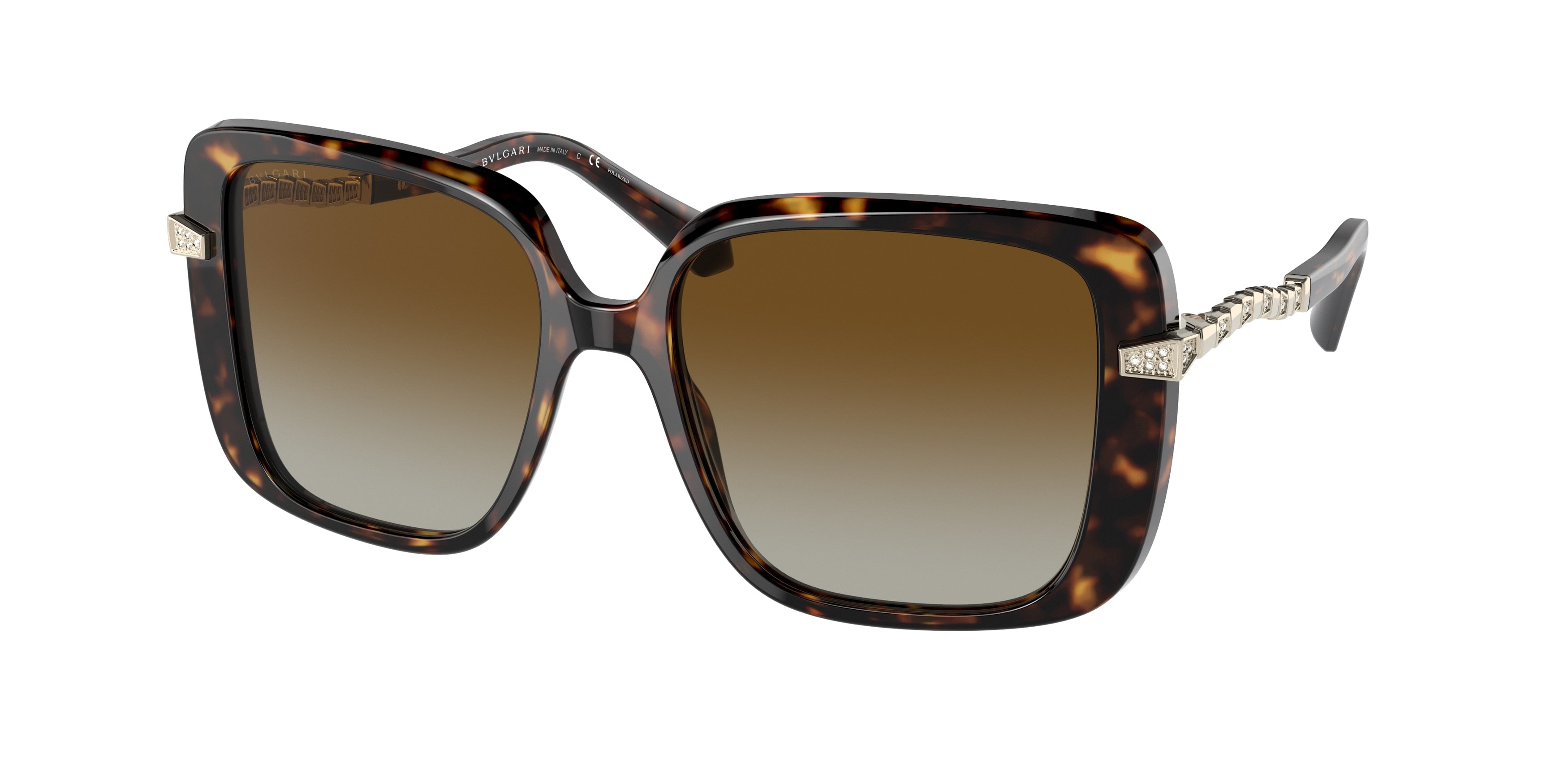 Bvlgari BV8237B Square Sunglasses  504/T5-Havana 55-140-17 - Color Map Tortoise