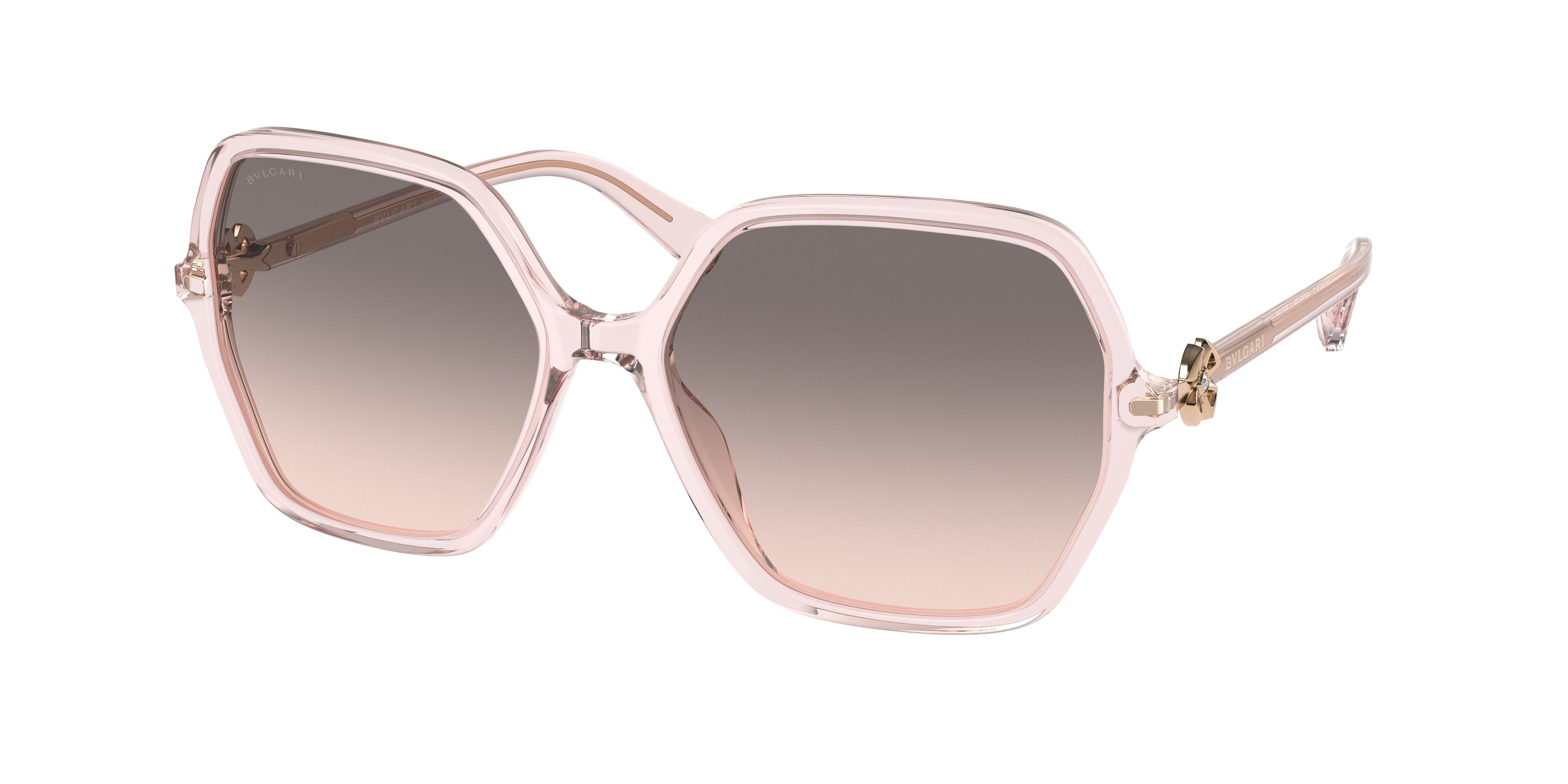 Bvlgari BV8238BF Irregular Sunglasses  54703B-Transparent Pink 57-140-16 - Color Map Pink