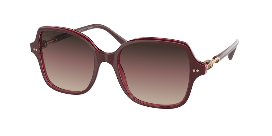 Bvlgari BV8239 Square Sunglasses  5469E2-BORDEAUX ON TRANSPARENT RED 54-18-140 - Color Map purple/reddish