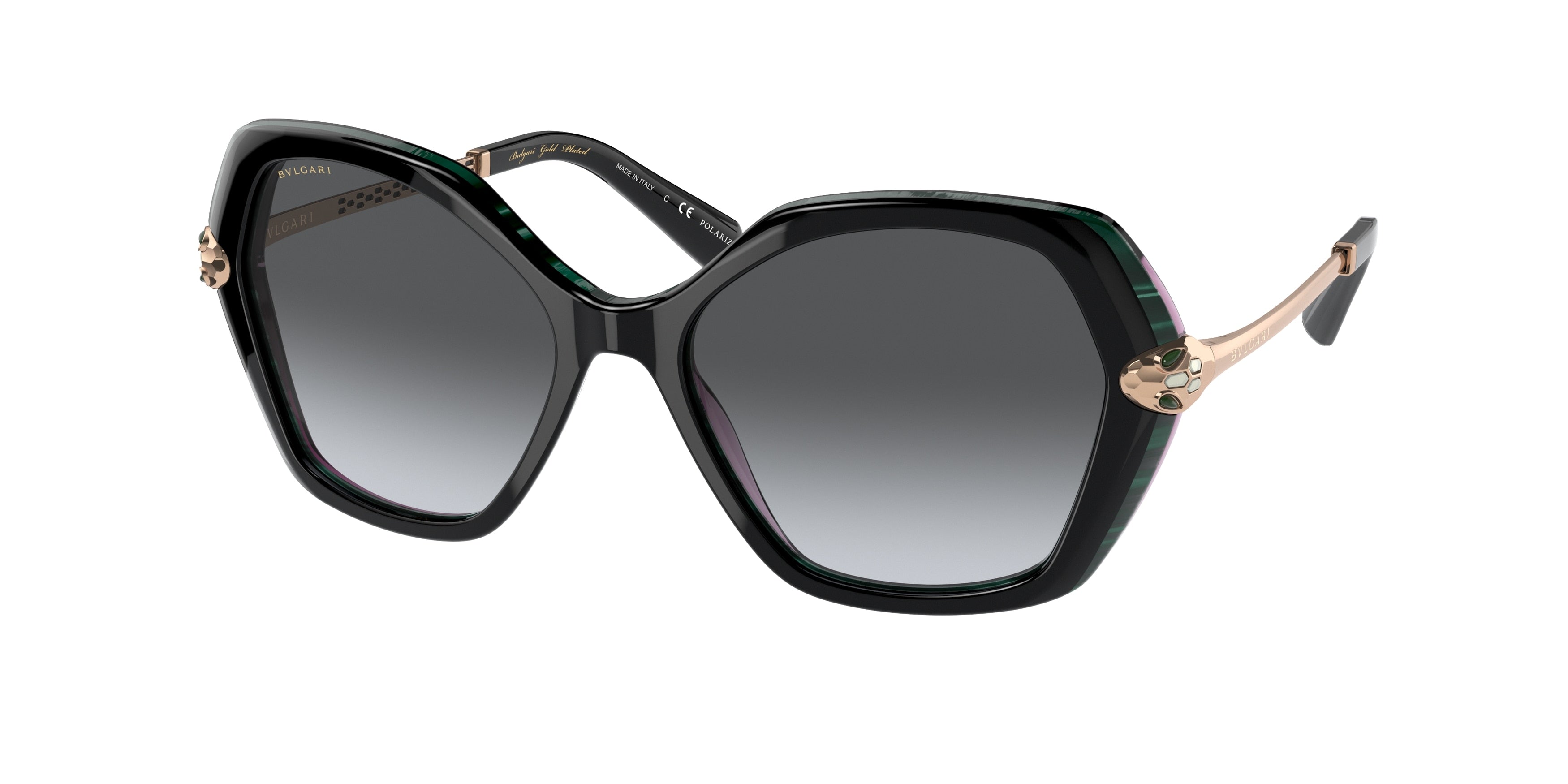 Bvlgari BV8241KB Butterfly Sunglasses  5485T3-Black On Emerald On Amethyst 55-140-17 - Color Map Black