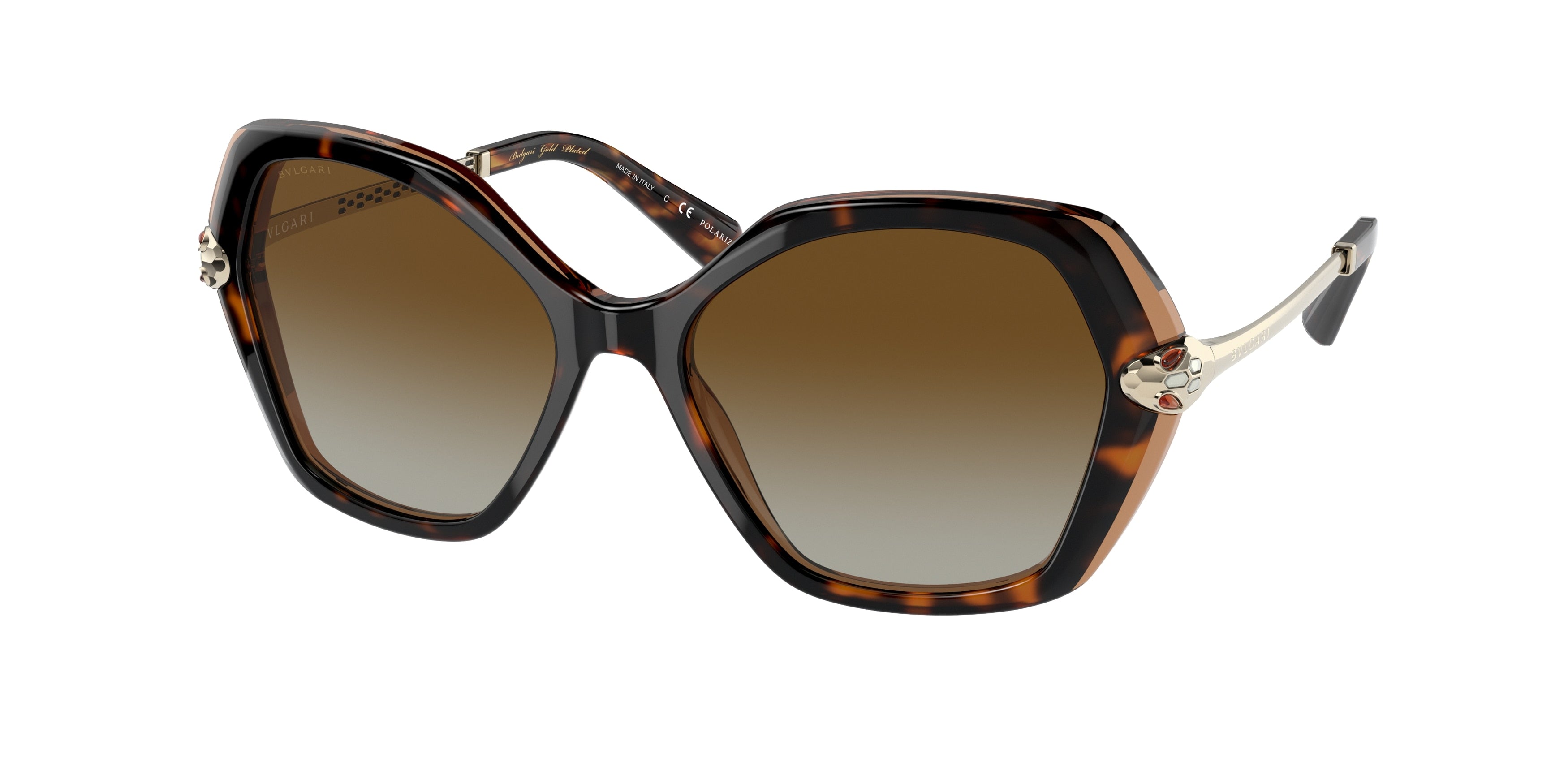 Bvlgari BV8241KB Butterfly Sunglasses  5496T5-Havana On Transparent Brown 55-140-17 - Color Map Gold