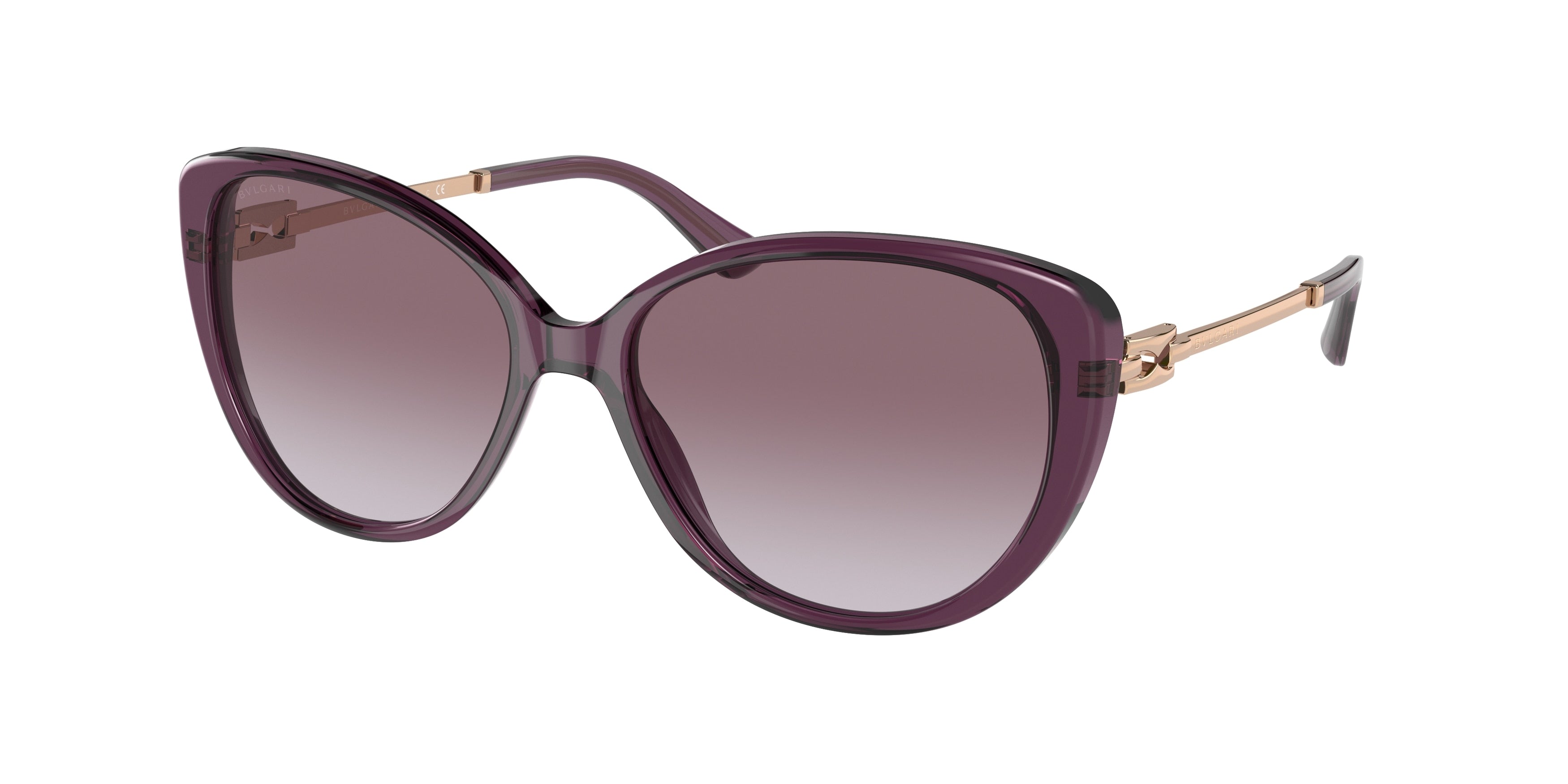 Bvlgari BV8244 Cat Eye Sunglasses  55148H-Transparent Amethyst 56-140-16 - Color Map Violet