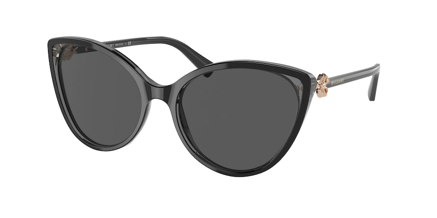 Bvlgari BV8246B Cat Eye Sunglasses  538187-BLACK ON TRANSPARENT GREY 57-18-140 - Color Map black