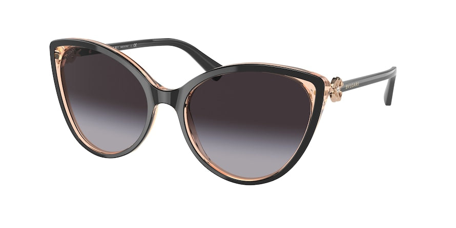 Bvlgari BV8246B Cat Eye Sunglasses  55168G-BLACK ON TRANSPARENT PEACH 57-18-140 - Color Map black