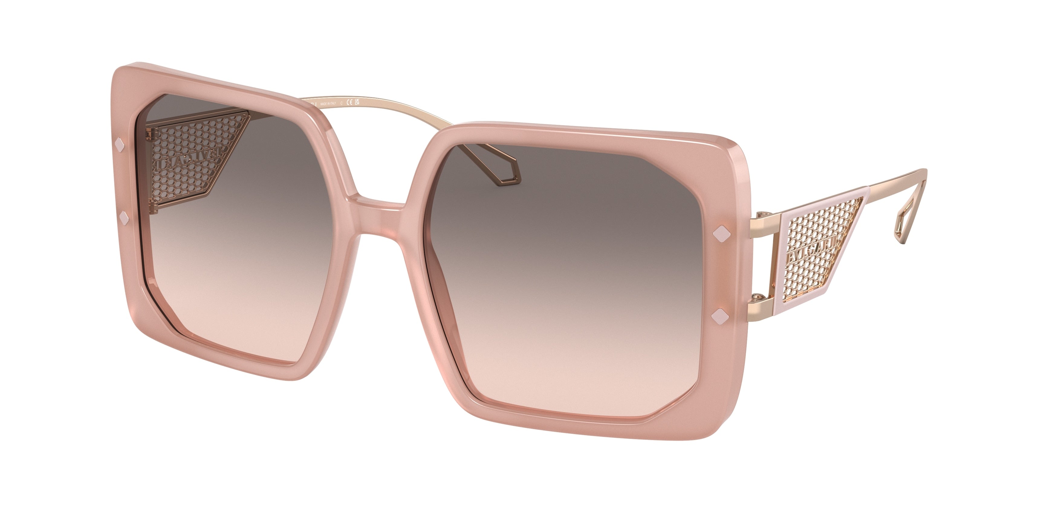 Bvlgari BV8254 Square Sunglasses  55213B-Opal Pink 55-140-18 - Color Map Pink