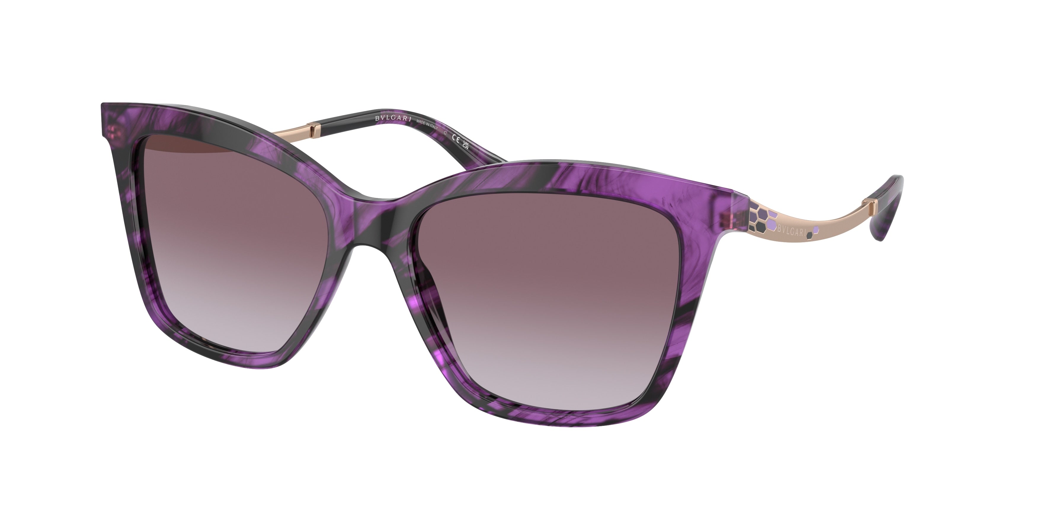 Bvlgari BV8257F Cat Eye Sunglasses  54058H-Striped Purple 56-145-17 - Color Map Violet